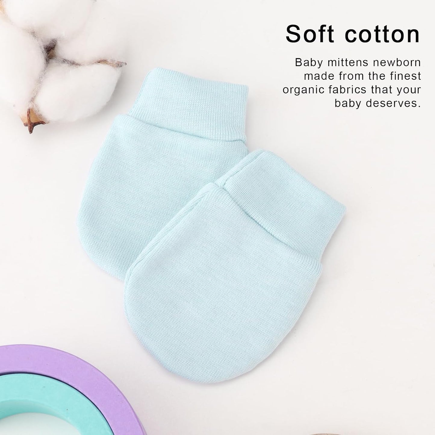 BQUBO 6 Pairs Newborn Baby Boys Girls Mittens 0-6 Months Unisex-Baby Infant Mittens Elastic No Scratch Wrist Gloves