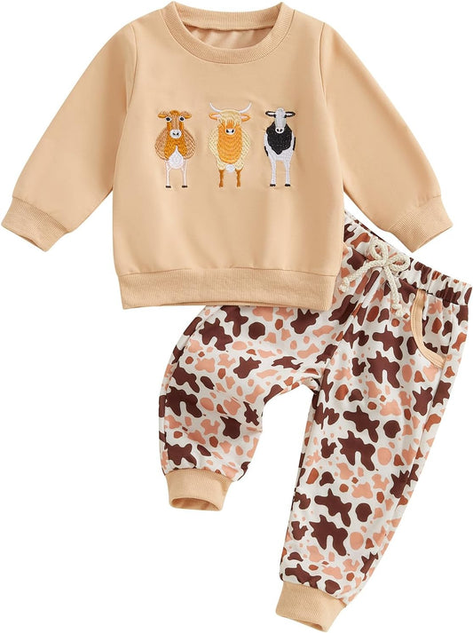 WZTYYDS Toddler Boy Clothes 2T 3T 4T 5T Fall Outfits Baby Pullover & Pants Sets Kids Winter 2Pcs Sweatsuit
