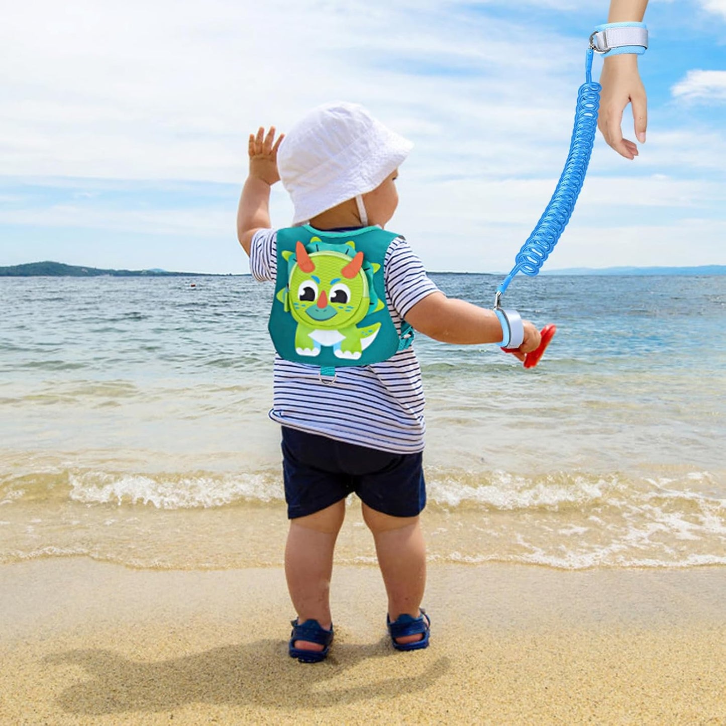 Toddler Harness Leash with Anti Lost Wrist Link, Accmor Kids Dinosaur Harnesses Leashes, Cute Triceratops Kids Walking Wristband Assistant Strap Belt for Parent Baby Boys Outdoor Activity