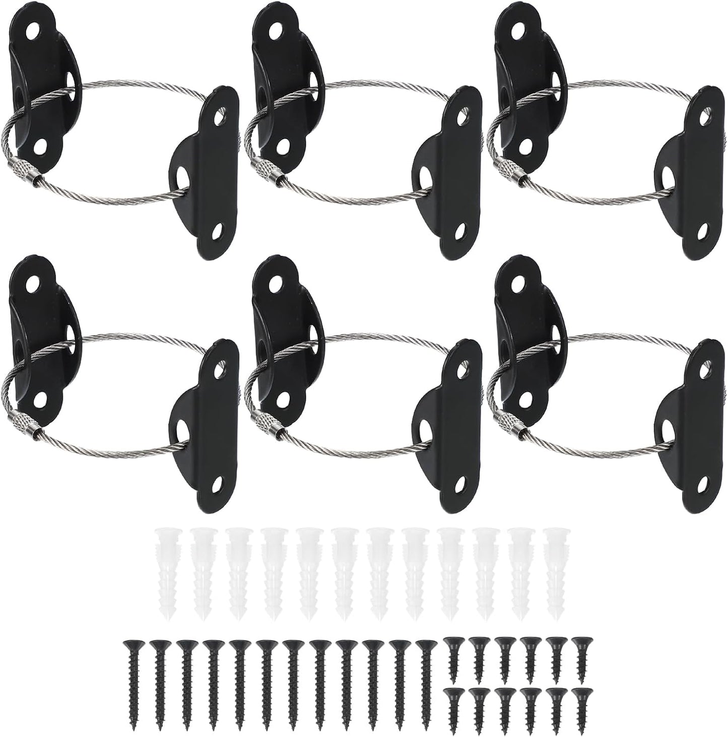 MECCANIXITY Furniture Anchors, 8 Inch Anti Tip Furniture Anchors Stainless Steel Furniture Securing Wall Anchors for Earthquake Straps Home Safety, Black 6 Sets