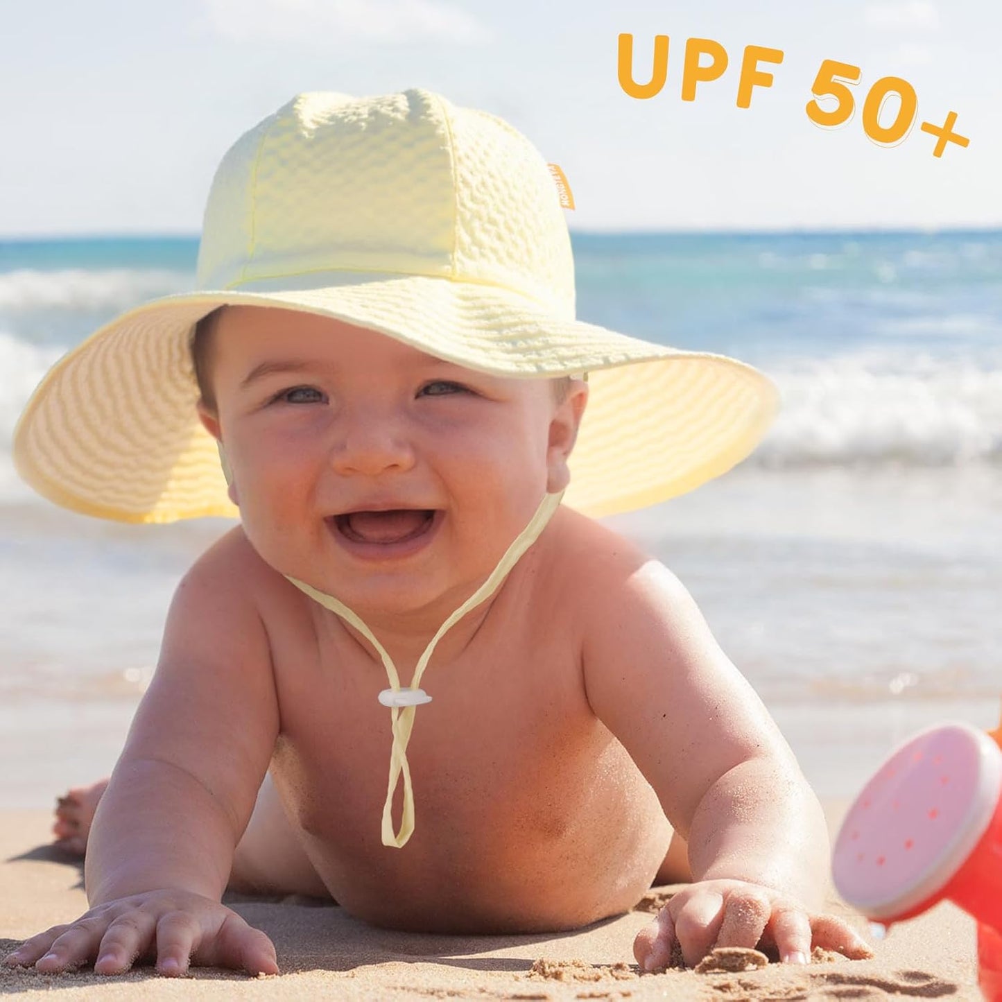 HONGTEYA Baby Sun Hat Toddler Girl Beach Hat Adjustable Outdoor Summer Hat UPF 50+ Sun Protection Wide Brim Infant Kids