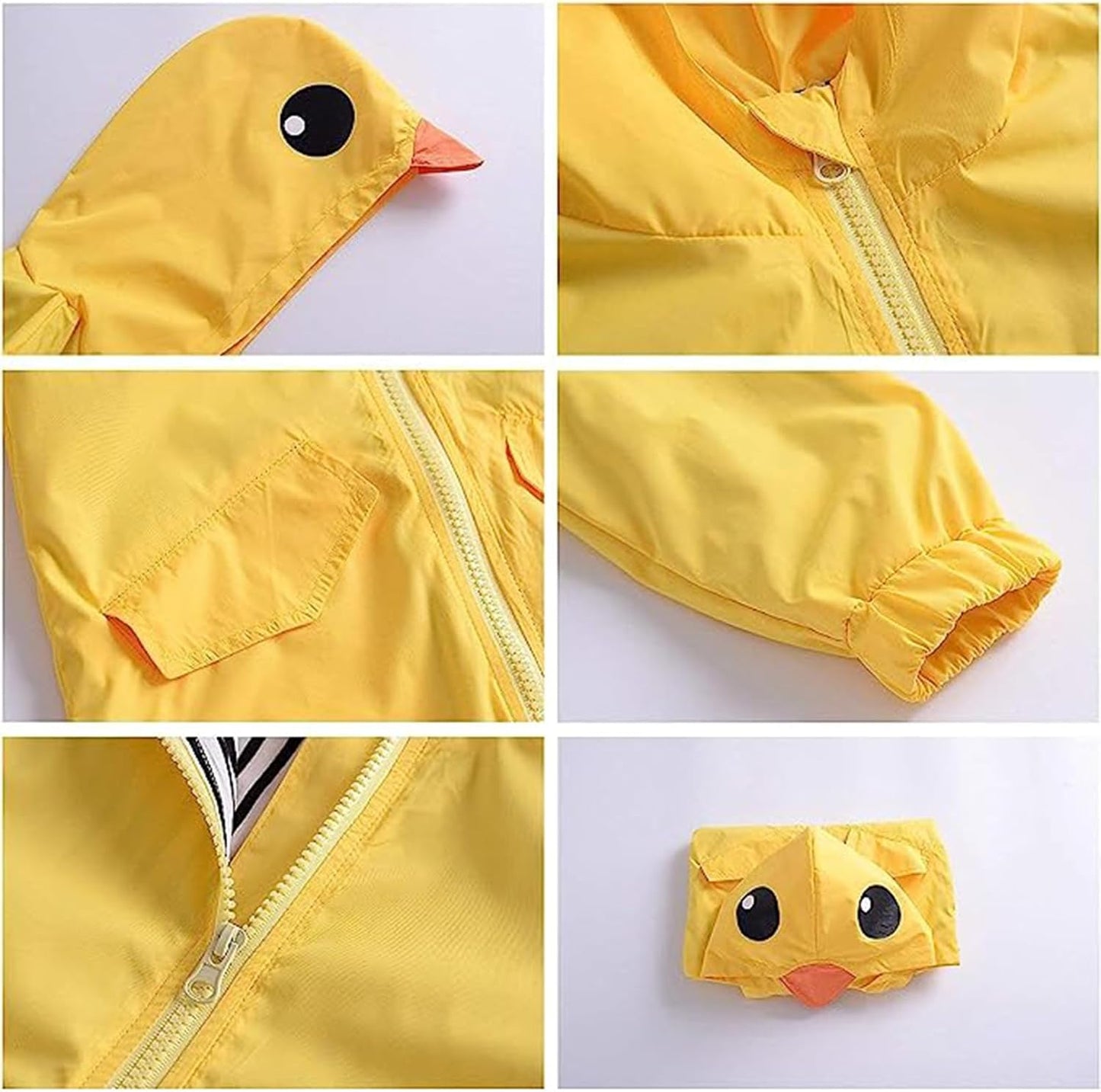 Toddler Baby Boy Girl Duck Rain Jacket Cute Cartoon Yellow Raincoat Hoodie Kids Coat Windbreaker School Outfit