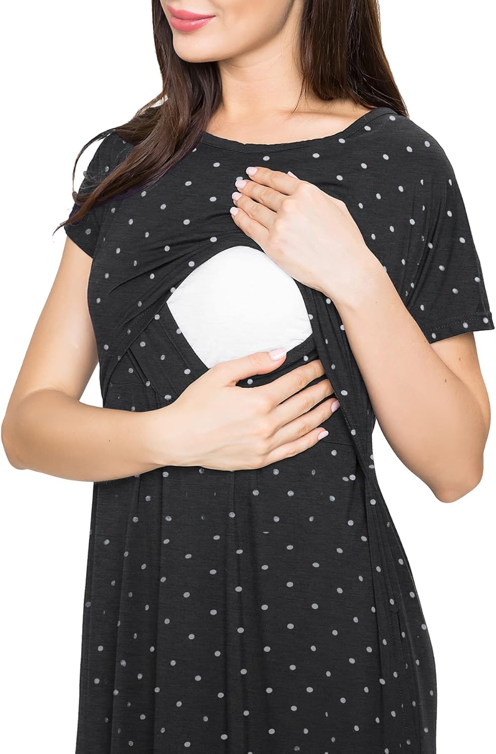 Smallshow Women's Maternity Nursing Dresses Split Long Dress for Breastfeeding