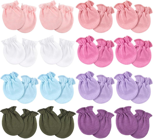 Newborn Baby Mittens No Scratch Cotton Elastic Wrist Gloves Infant Toddler Mittens for Baby Boy Girl 0-6 Months