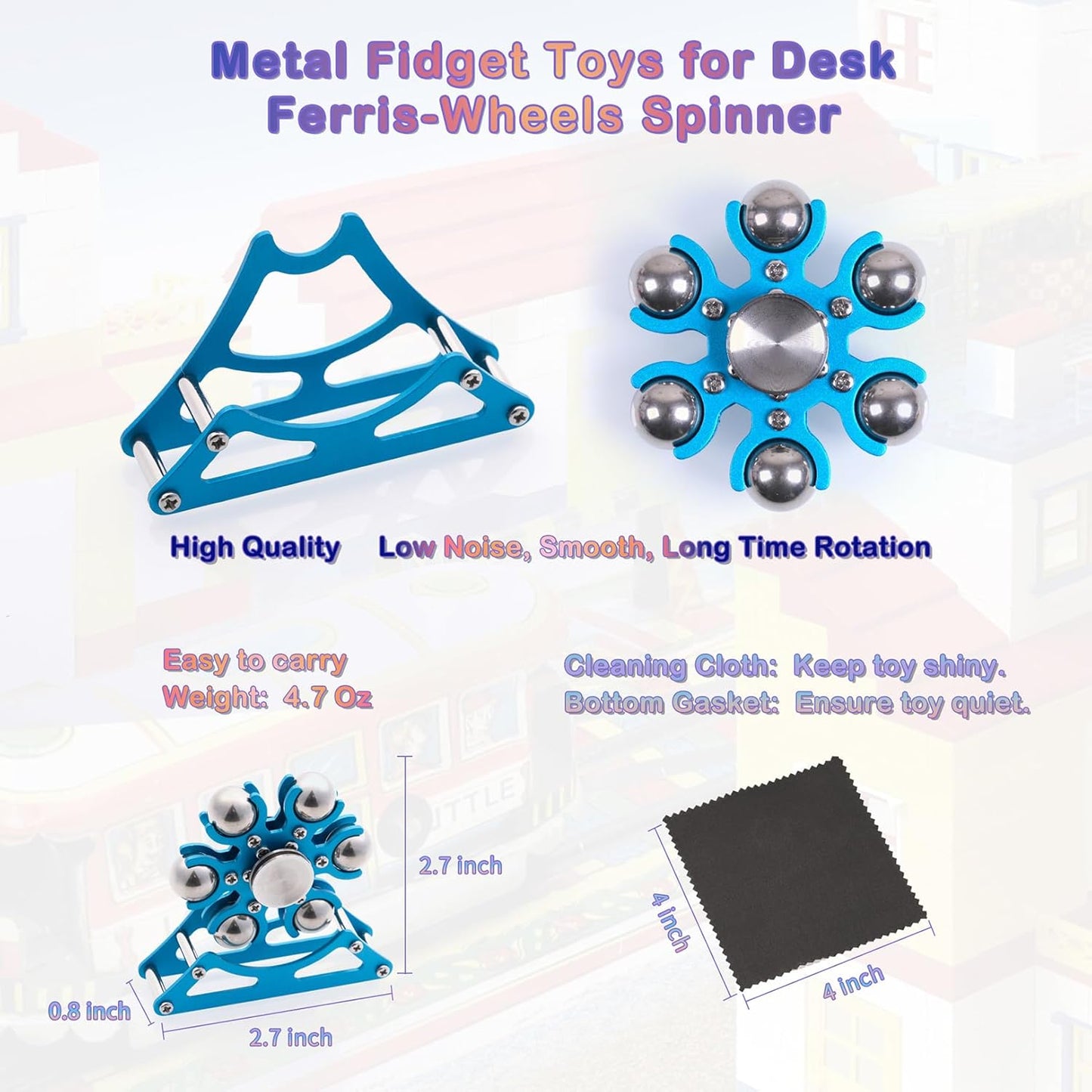 Desk-Fidget-Toys for Ferris-Wheels-Spinner: 4mins Kinetic-Metal-Spinner, Cool-Gadgets-Stuff for Kid Children Teen Adult EDC-Toy, ADHD Tools Stress Relief for Office Home School Men Woman Christmas