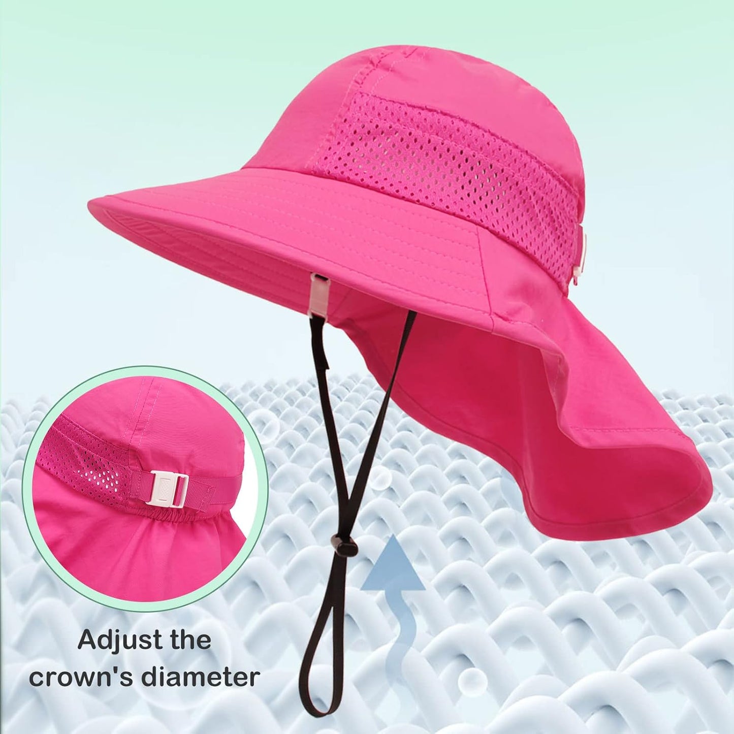 XIAOHAWANG Girls Sun Hat Baby Beach Hats Boys UPF 50+ Kids Summer Protection Cap Toddler Breathable Caps Wide Brim Neck Flap