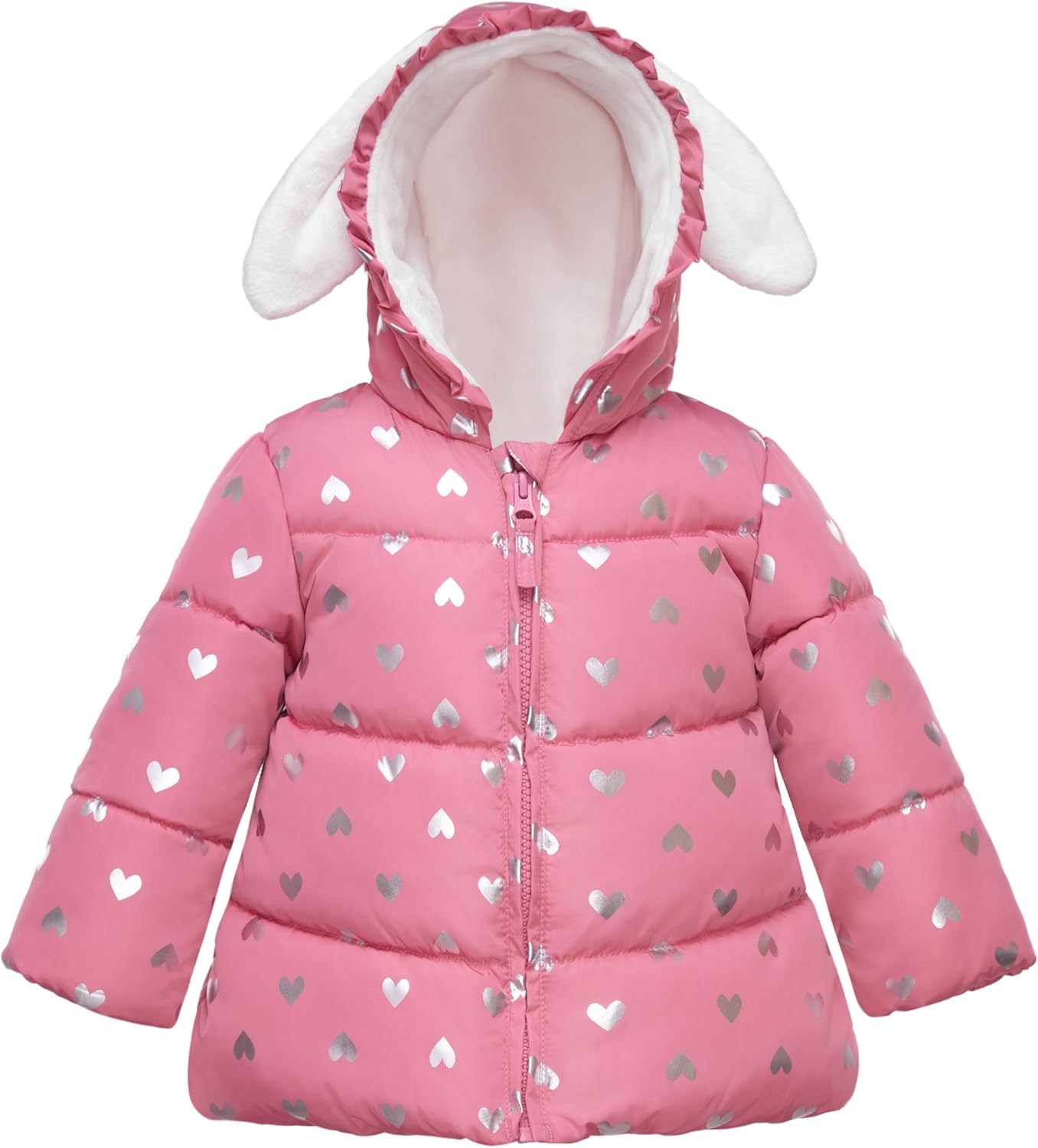 Rokka&Rolla Baby Girls' Water-Resistant Soft Mini Fur Lined Puffer Jacket Winter Coat for Newborn Infant Toddler