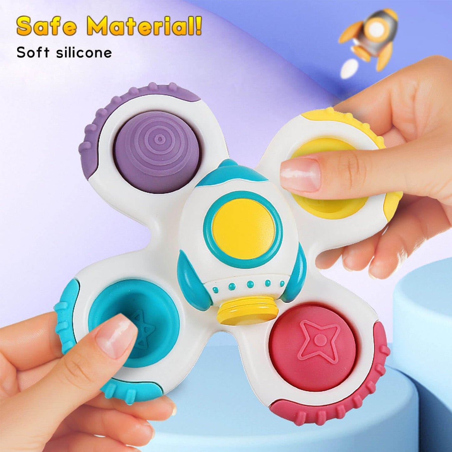 Suction Cup Spinner Toys for Baby 1 2 Year Old Boys and Girls Bath Toys Pop Sensory Fidget Spinners Toy for Toddlers 1-3 Birthday Gifts Infant Travel Toys 3 PCS