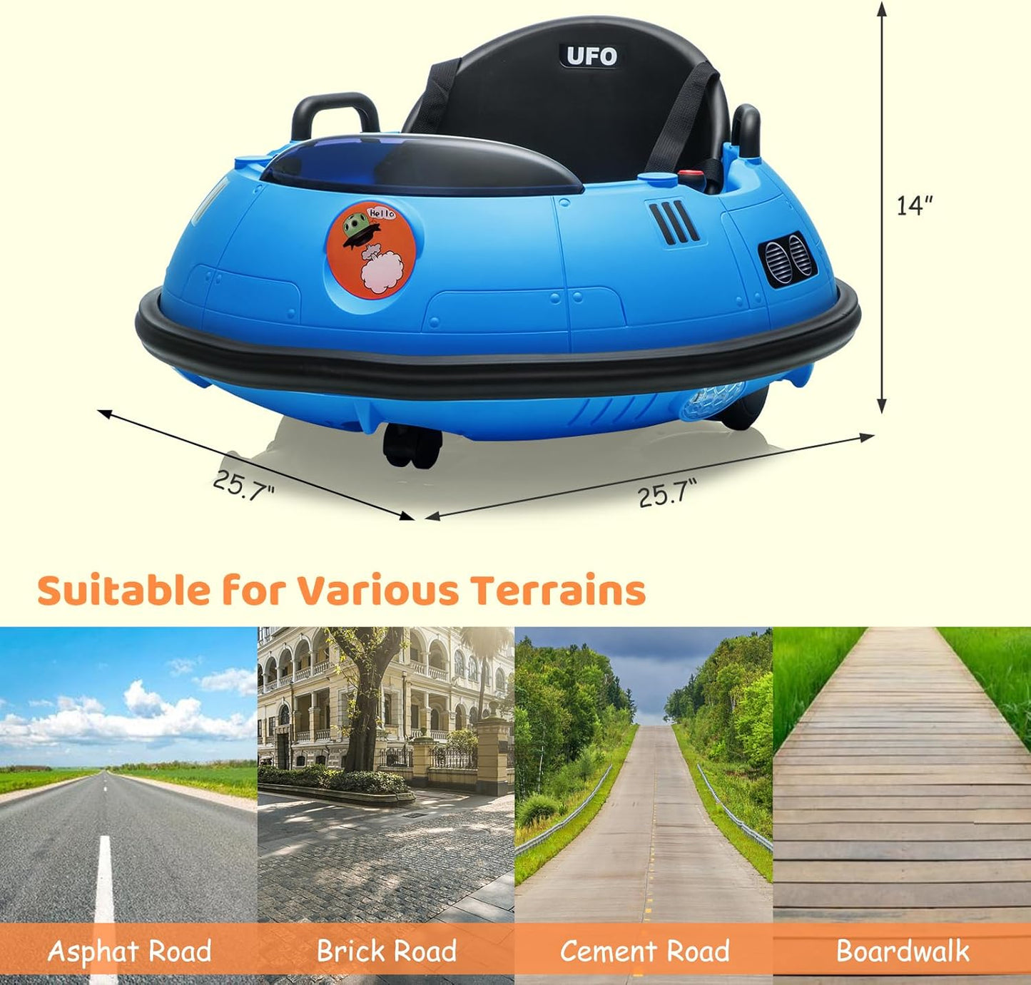 12V Electric Ride on Bumper Car for Toddlers, Kids Bumper Car with Remote Control, LED Lights & 360 Degree Spin, Indoor and Outdoor for 18+ Months Kids (Blue)