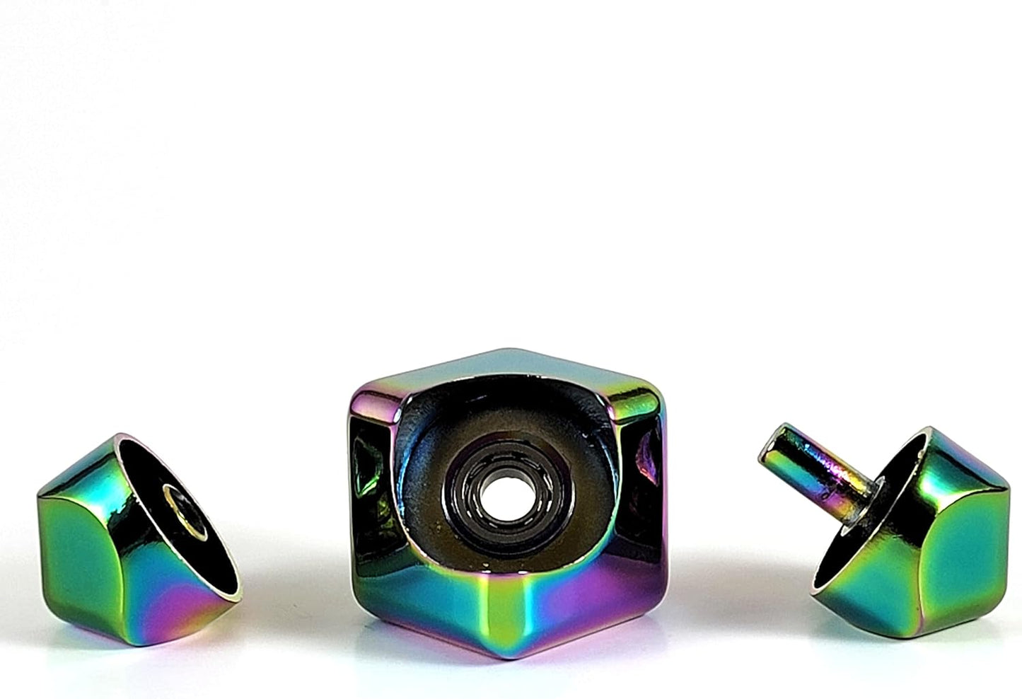 QUBI Cube Spinner 4-in-1 Spinning Toy– Helps with Anxiety, ADHD, Autism, Stress & Focus– Desktop EDC Fidgets Spinner Aluminum Alloy Build for Kids & Adults. Multi-Colored.