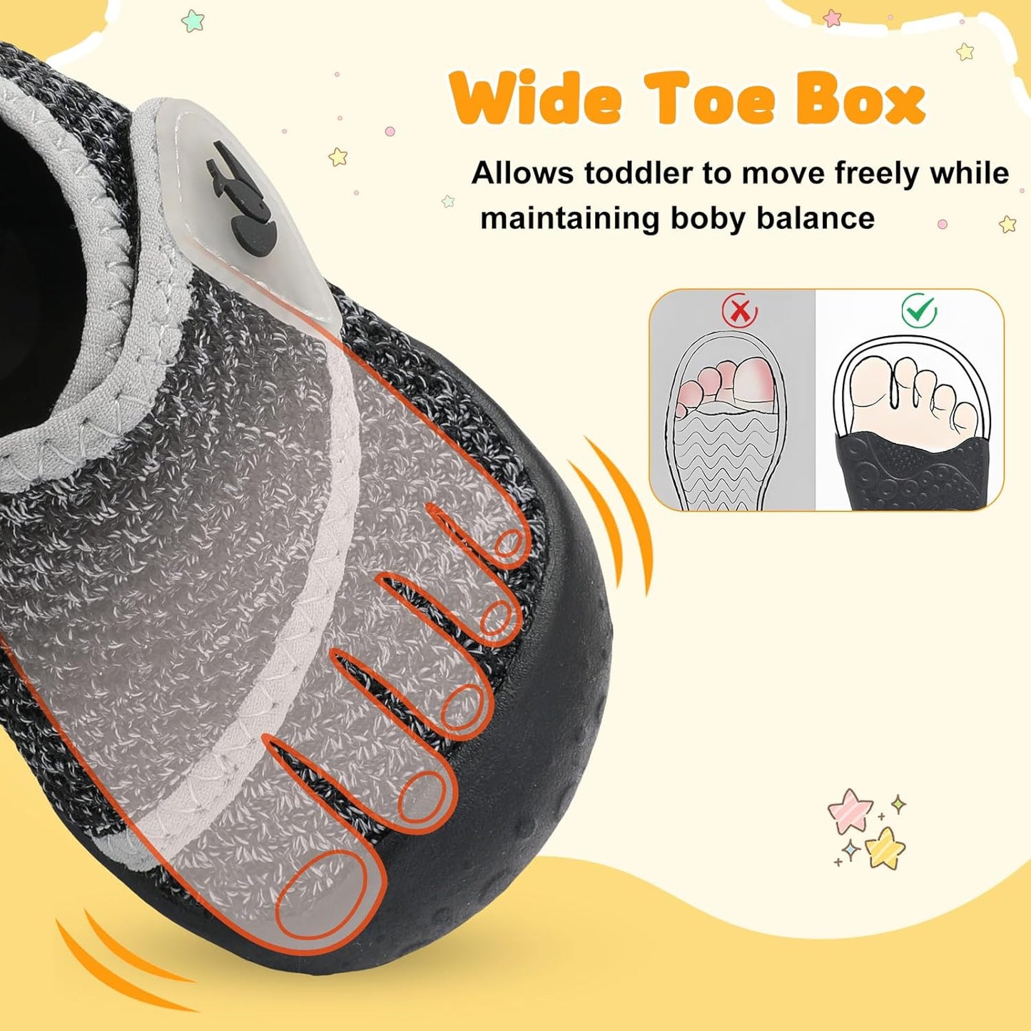 FEETCITY Baby First Walking Shoes Wide Baby Shoes Infant Sneakers Newborn Crib Shoe Barefoot Lightweight Slip On Shoe