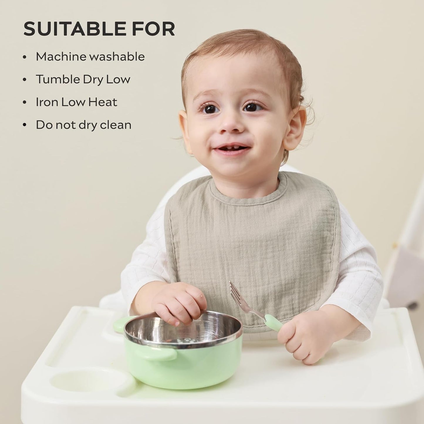 JELLYMONI 8 Pack Muslin Drool Bibs for Babies - Soft Adjustable Bandana Bib with Snaps, Absorbent Unisex Teething Bib for Newborn Girls & Boys