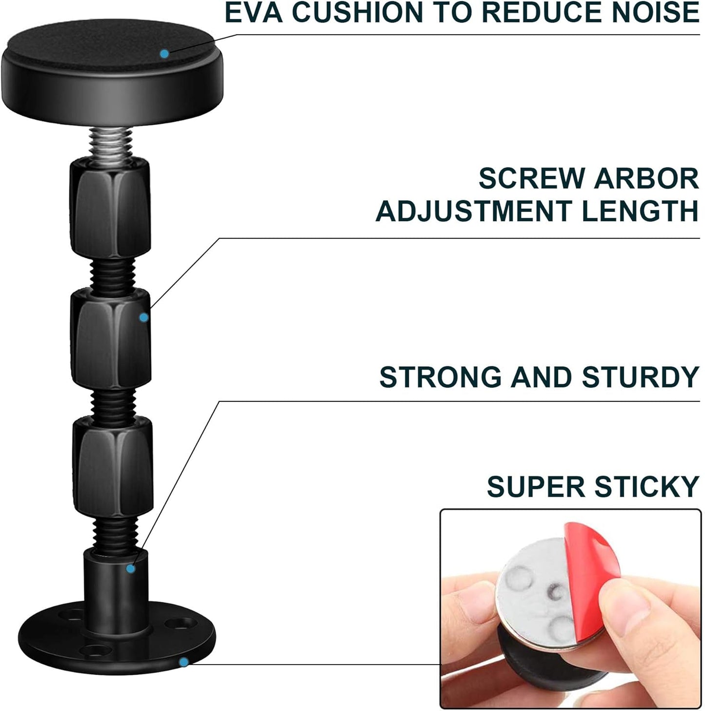 Neatbuddy 4PCS Black Adjustable Bed Frame Anti-Shake Tool, Headboard Stoppers with Free Furniture Pads and Screws, No More Creaking, Protect The Wall from Banging, Easy to Install (1.18"-4.72")