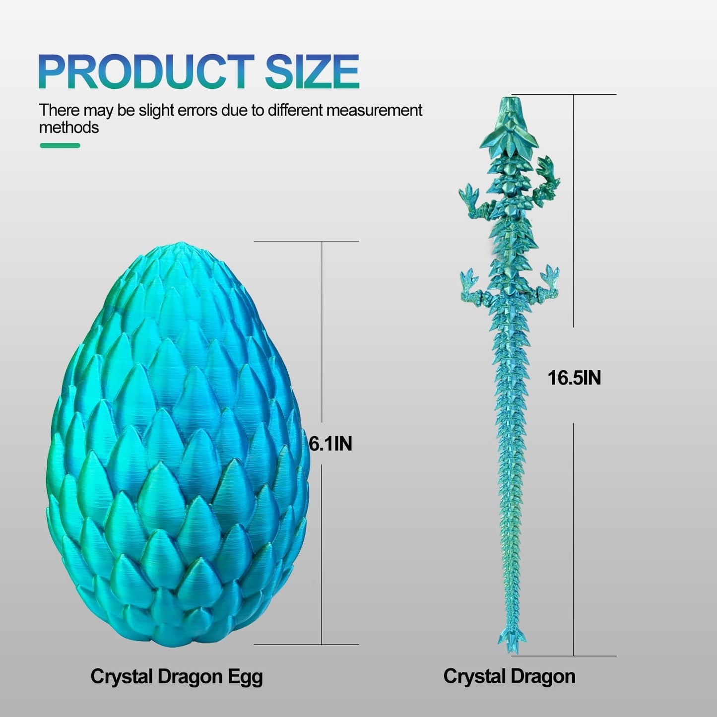 3D Printed Dragon with Dragon Egg 16.5'' Articulated Dragon Crystal Dragon Fidget Dragon Egg Toys Executive Desk Toys (Red Gold Purple, Dragon & Egg)