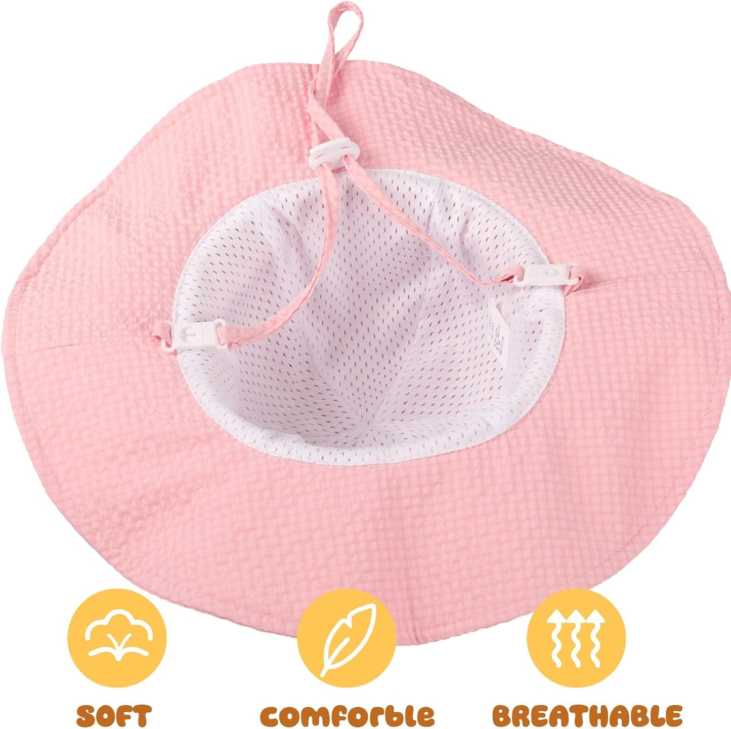 HONGTEYA Baby Sun Hat Toddler Girl Beach Hat Adjustable Outdoor Summer Hat UPF 50+ Sun Protection Wide Brim Infant Kids