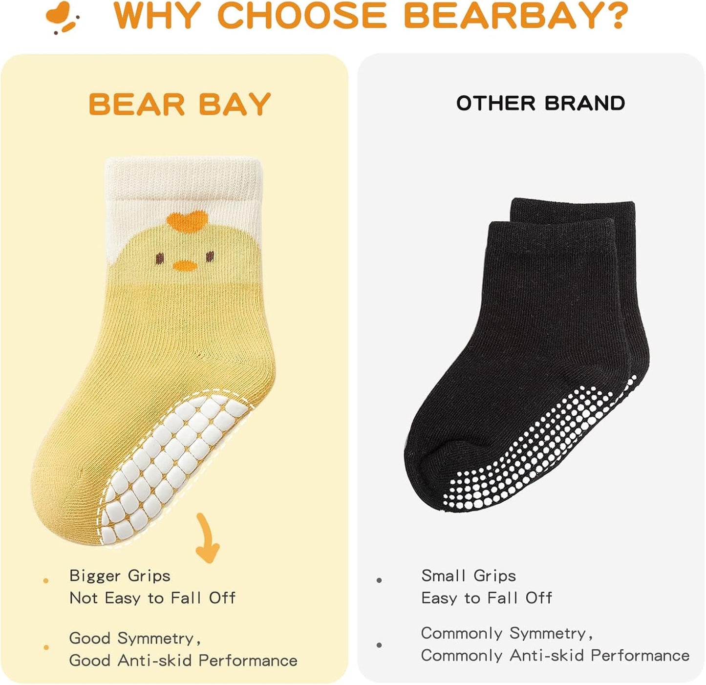 Baby Non Slip Ankle Socks with Grippers for 0 Months-7 Years Old Walking Socks