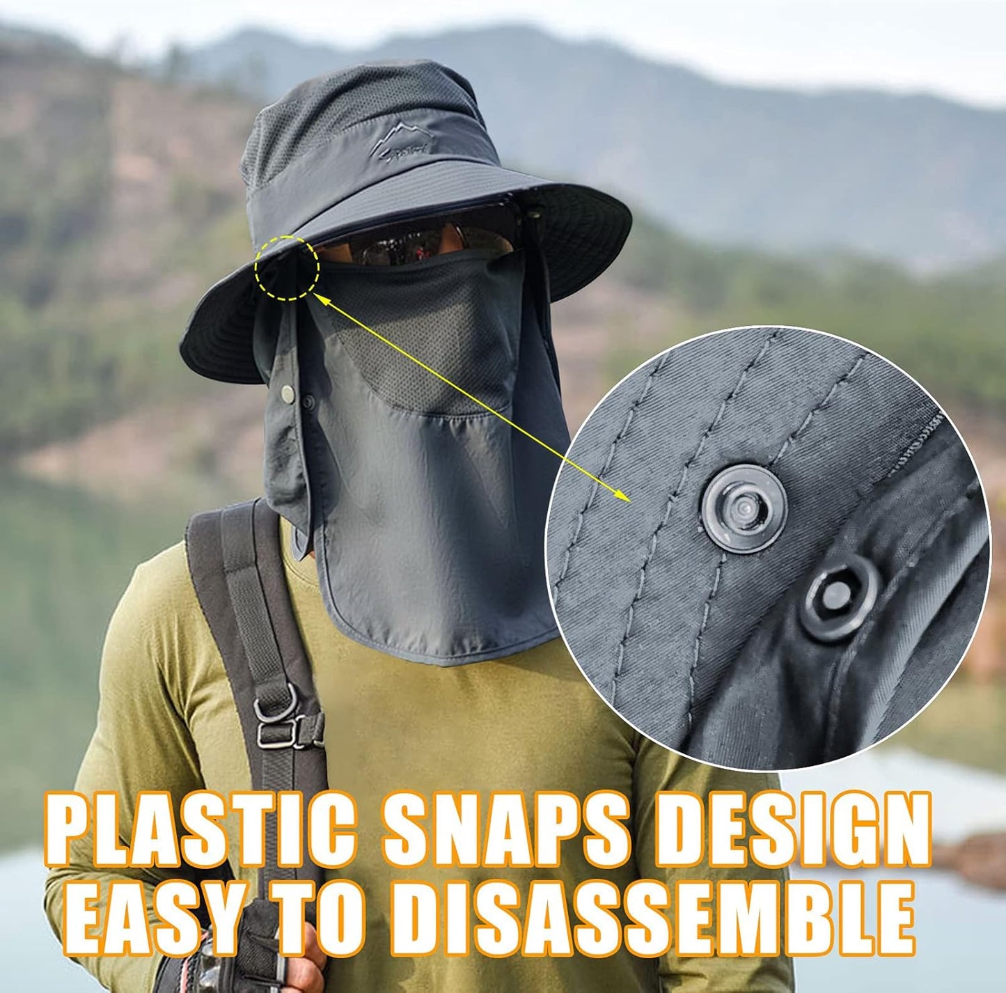 Sun Hats for Men Women Fishing Hat UPF 50+ Breathable Wide Brim Summer UV Protection Hat