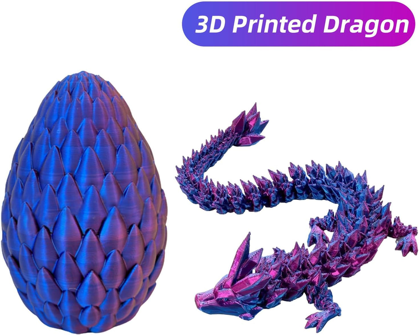 Easter Eggs 3D Printed Dragon Egg Dragon Eggs with Dragon Inside Fidget Toys Pendant Desk Decorative Easter Egg Fillers Easter Gifts for Boys Kids Home Office Decor (Laser Purple)