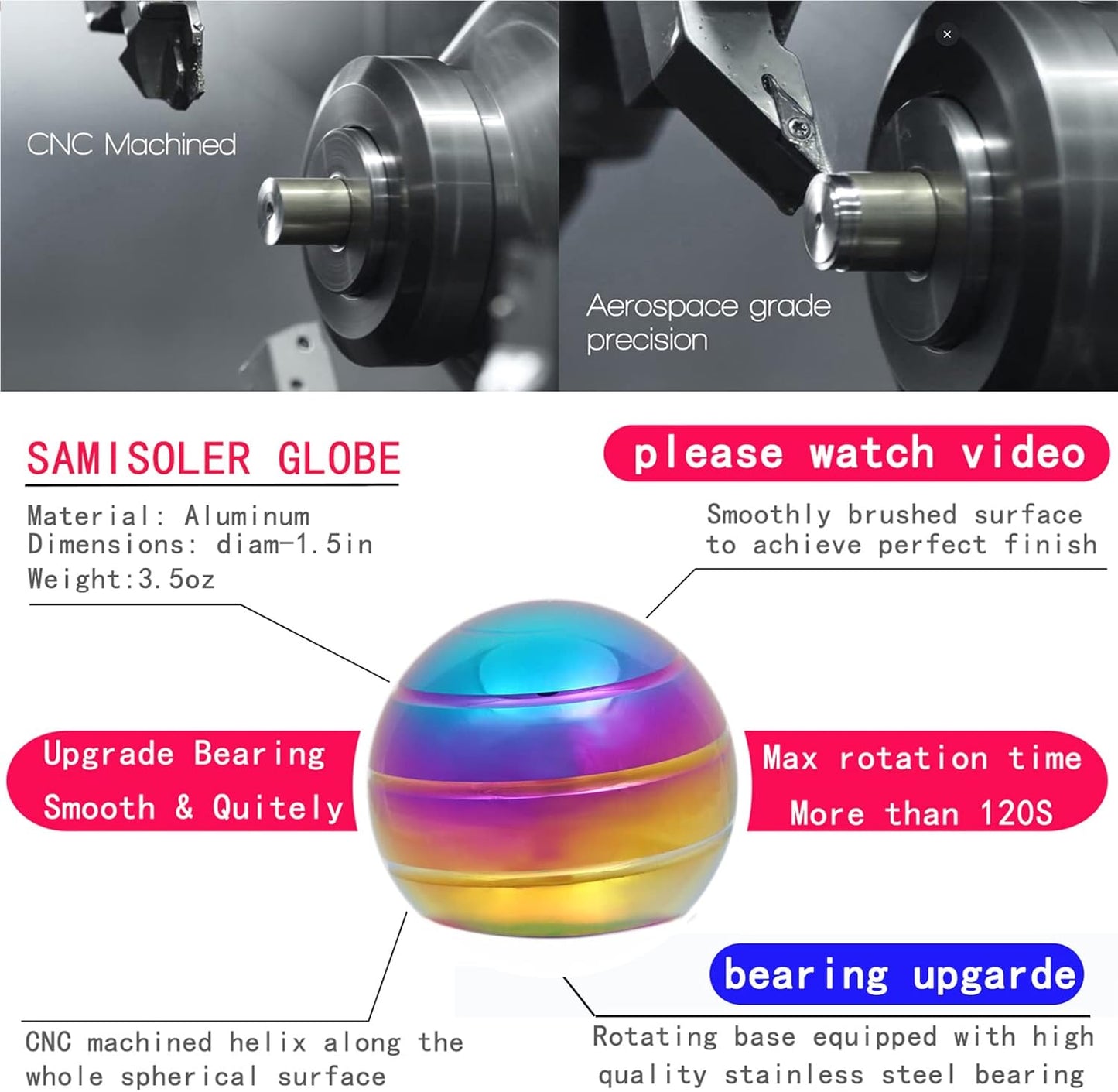 Desk-Fidget-Kinetic-Toys Cool-Gadgets: Cool-Stuff Thing Game Toy for Adult Teen Children Kid, Optical-Illusion Stress Relief Gifts for Man Women Home Office School Christmas Spinning Up 180 Seconds