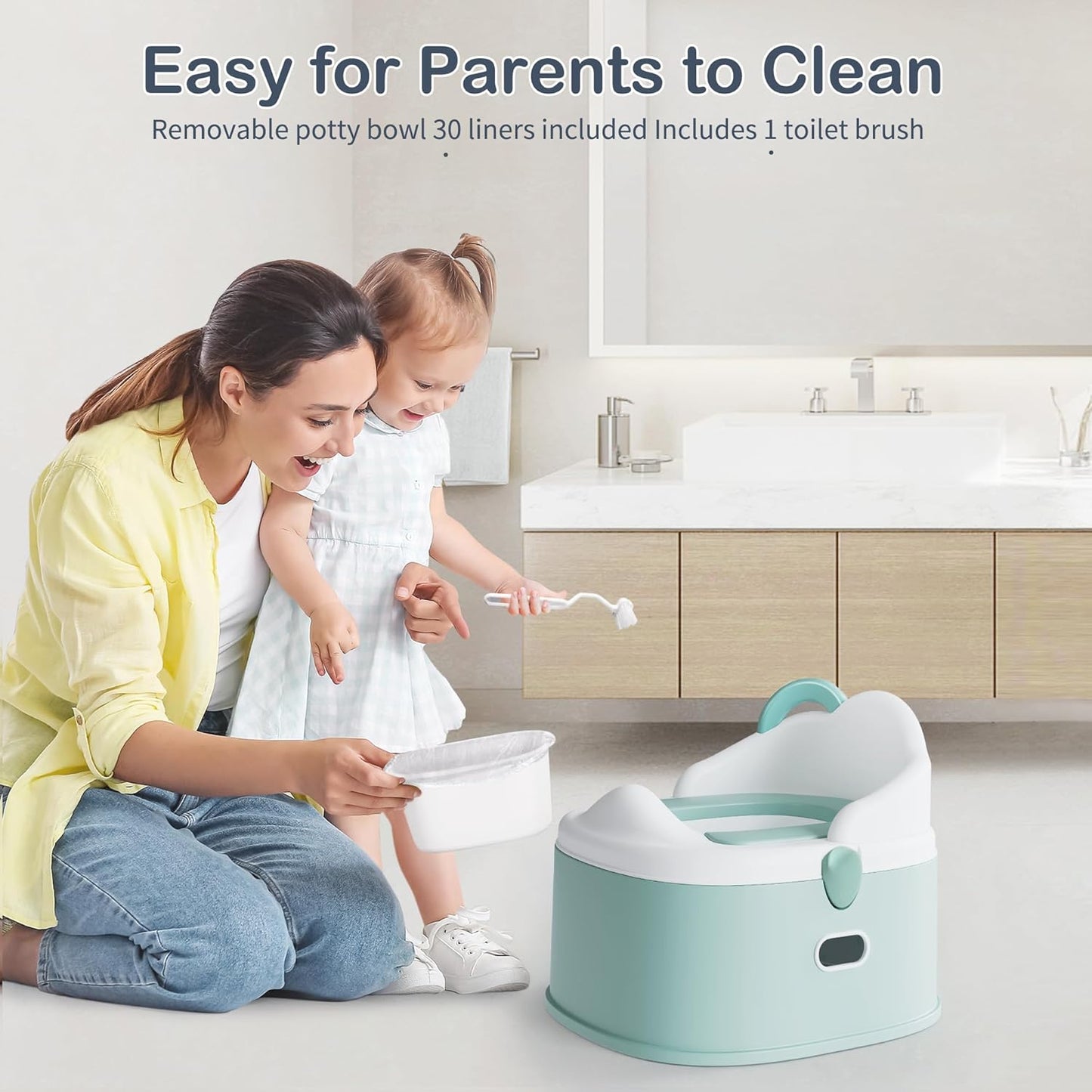 3-in-1 Toddler Potty Training Toilet & Detachable Training Seat & Sturdy Step Stool, Larger Potty Chair for Boy & Girl with Comfortable Backrest, Armrests, Splash Guard