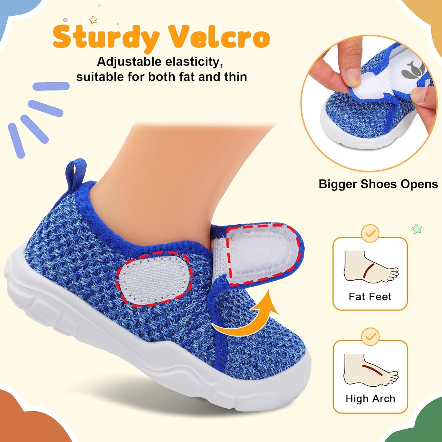 FEETCITY Baby Shoes Boys Girls First Walking Shoes Infant Sneakers Lightweight Slip On Shoe