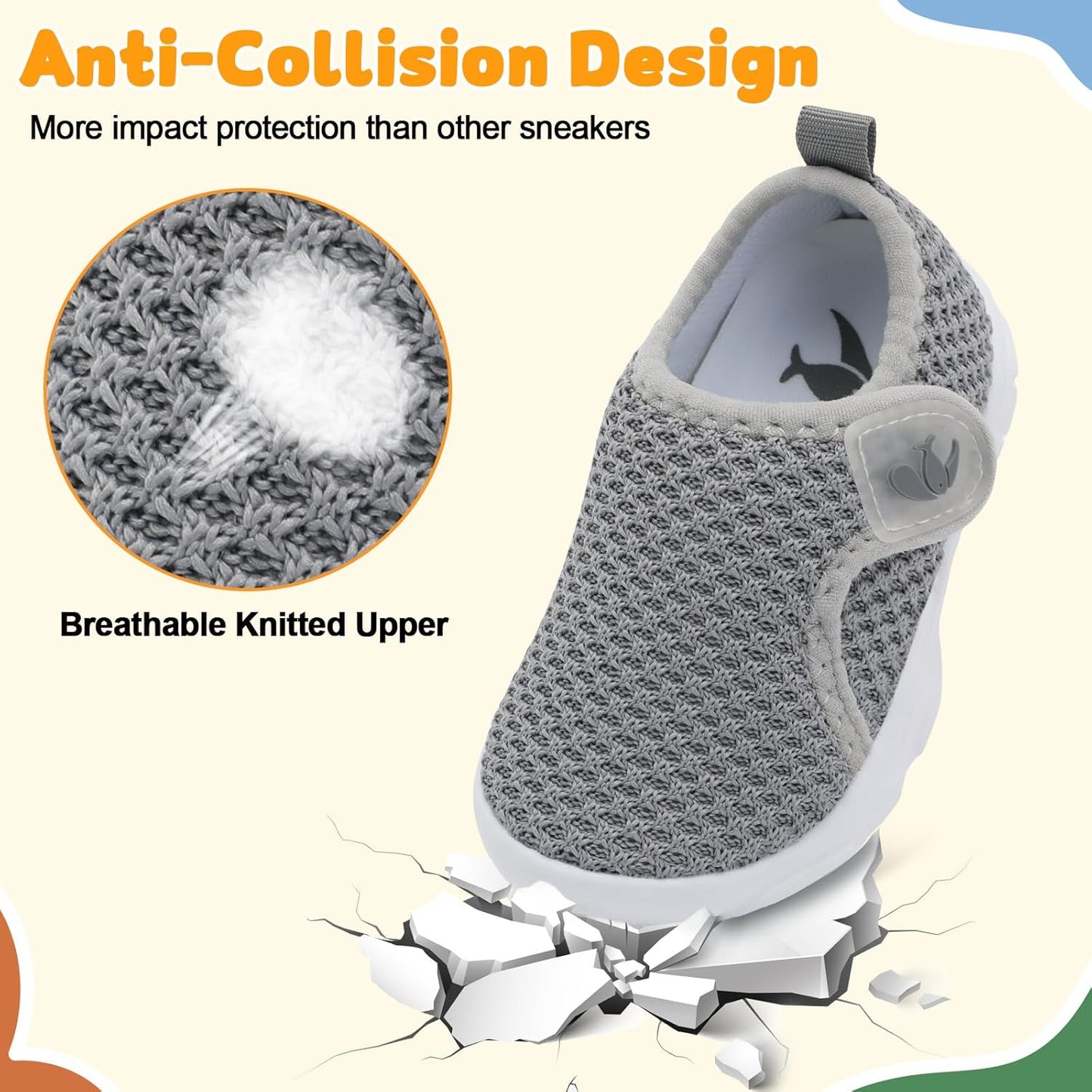 FEETCITY Baby Shoes Boys Girls First Walking Shoes Infant Sneakers Lightweight Slip On Shoe