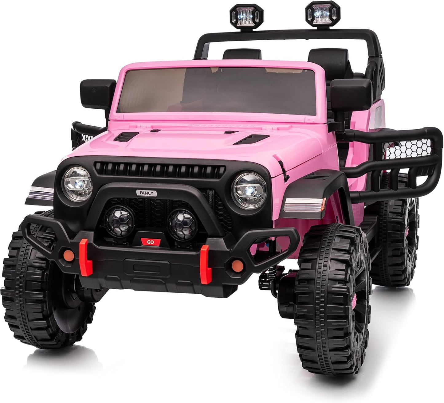 2 Seater Ride on Car Truck, 12V Kids Electric Ride on Toy for Big Kids Age 3-8 w/Remote Control- Light Pink