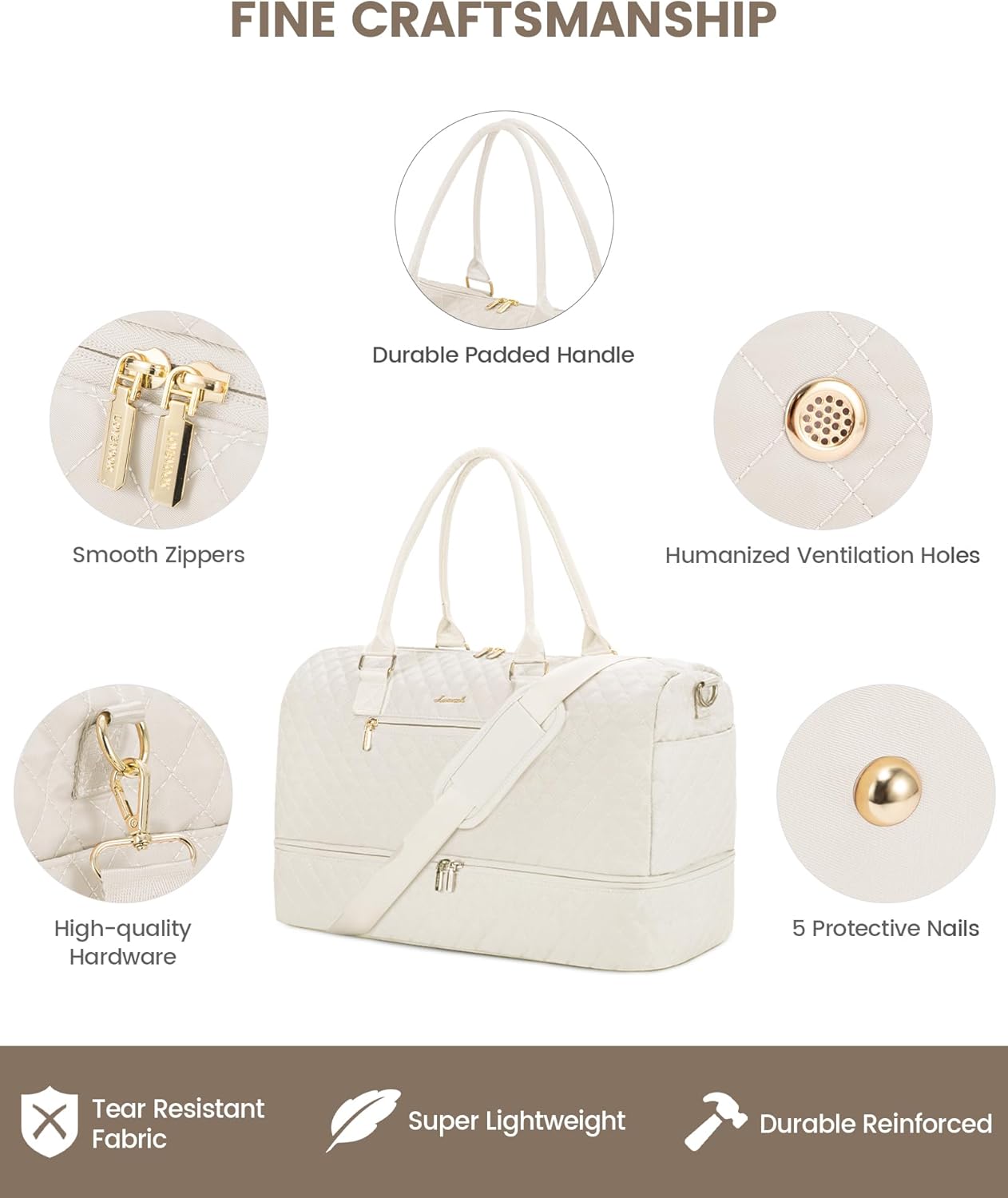 LOVEVOOK Travel Duffle Bag for Women, Weekender Overnight Bag with Shoe Compartment, Carry on Bag with Toiletry Bag, Gym Duffel Bag with Wet Pocket, Hospital Bags for Labor and Delivery 3 Pcs Set