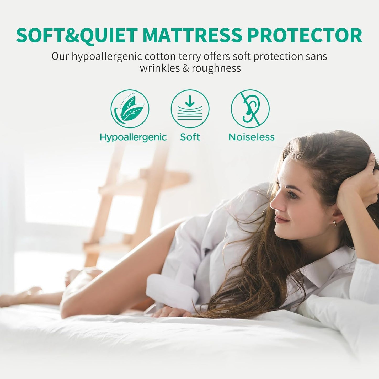 LAVANCE Premium Cotton Terry Mattress Protector – Queen Size, Waterproof Soft Noiseless Dirt-Proof Washable Bed Mattress Cover