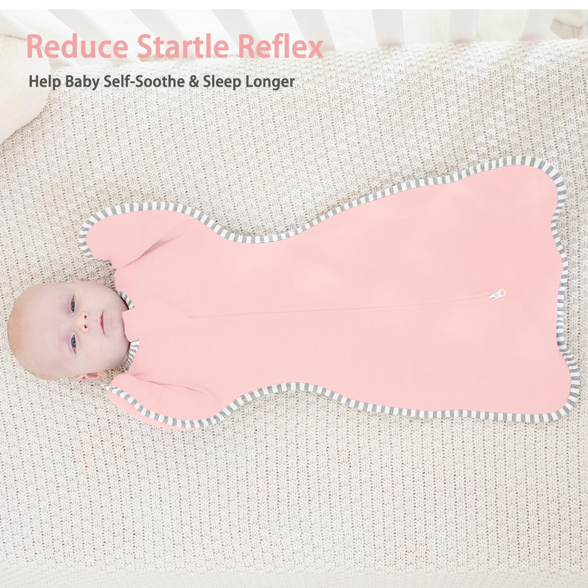 Newborn Swaddle 0-3 Months Sleep Sack Transition Swaddle 0-3 Months Arms up Swaddles with 2-Way Zipper Arms In/Out 100% Cotton 0.8 Tog Baby Swaddles for Newborn Sleep Sack Girls 2-Pack (Small 5-14lbs)