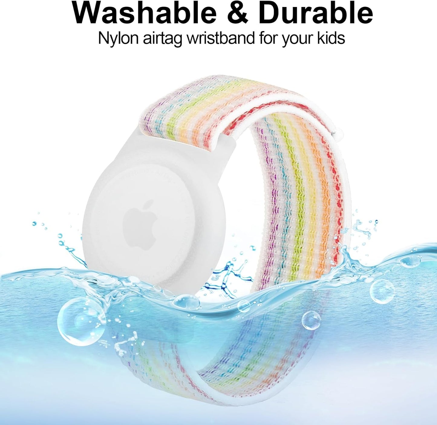 Vancle Kids Wristband for Apple AirTag, Protective Case for Air Tag GPS Tracker Holder with Nylon Bracelet, Adjustable Anti Lost Watch Band for Toddler Baby Children Elders