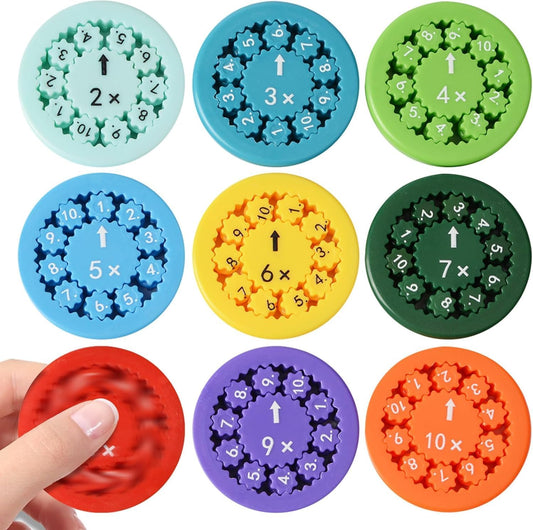 Math Fidget Spinners, Math Fidget Toy Multiplication for Kids, Math Facts Fidget, Learning Multiplication and Division Education Toys for Kids, Math Game for Home School Classroom Prizes(9pcs)