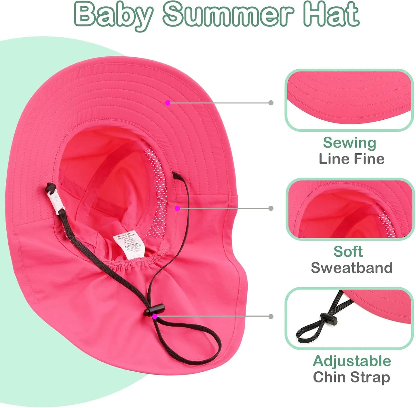 XIAOHAWANG Girls Sun Hat Baby Beach Hats Boys UPF 50+ Kids Summer Protection Cap Toddler Breathable Caps Wide Brim Neck Flap
