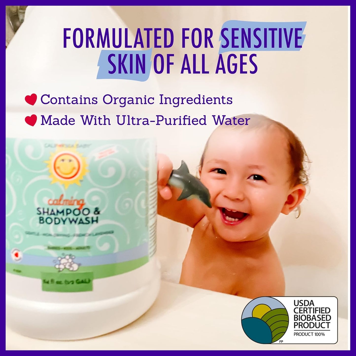California Baby Calming Baby Shampoo + Baby Wash | 100% Plant-Based | Lavender Body Wash For Sensitive Skin | Hypoallergenic | 562 mL / 19 oz.