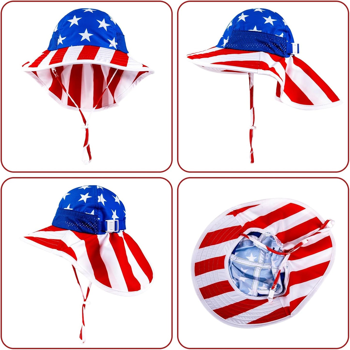 Toddler Baby Sun Hat Kids Summer UPF 50+ for Boys Girls Adjustable Beach Hats with Bucket Wide Brim Age 1-7 Years