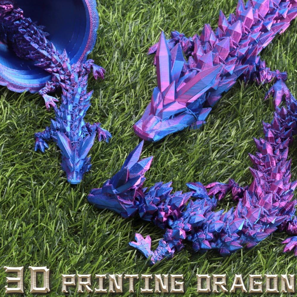 Tfork 3D Printed Dragon Eggs with Dragon Inside Crystal Articulated Fidget Dragon Easter Egg Toy Adults Funny Gift Laser Purple