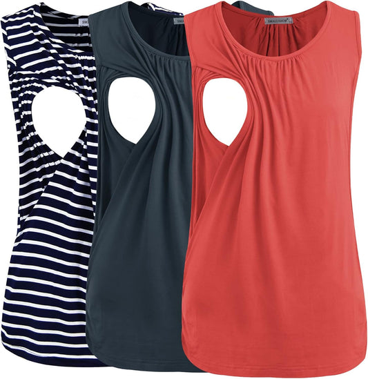Smallshow Women's Maternity Nursing Tank Tops Breastfeeding Clothes 3-Pack