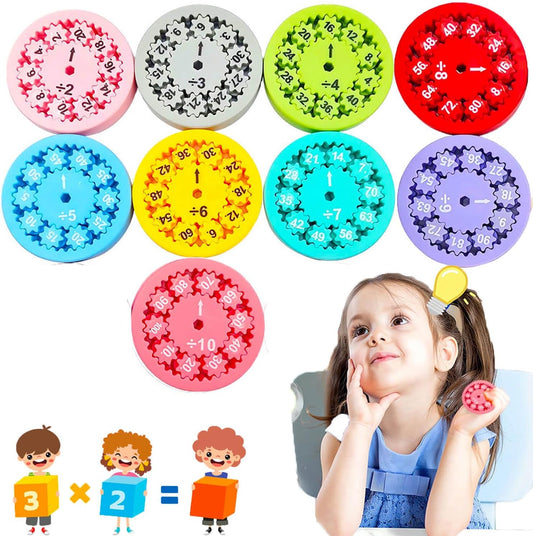 Math Fidget Spinner,Educational Math Fact Fidget Spinners - Learn Division & Multiplication -Math Learning & Education Toys Game (Multiply Or Divide 9pcs)