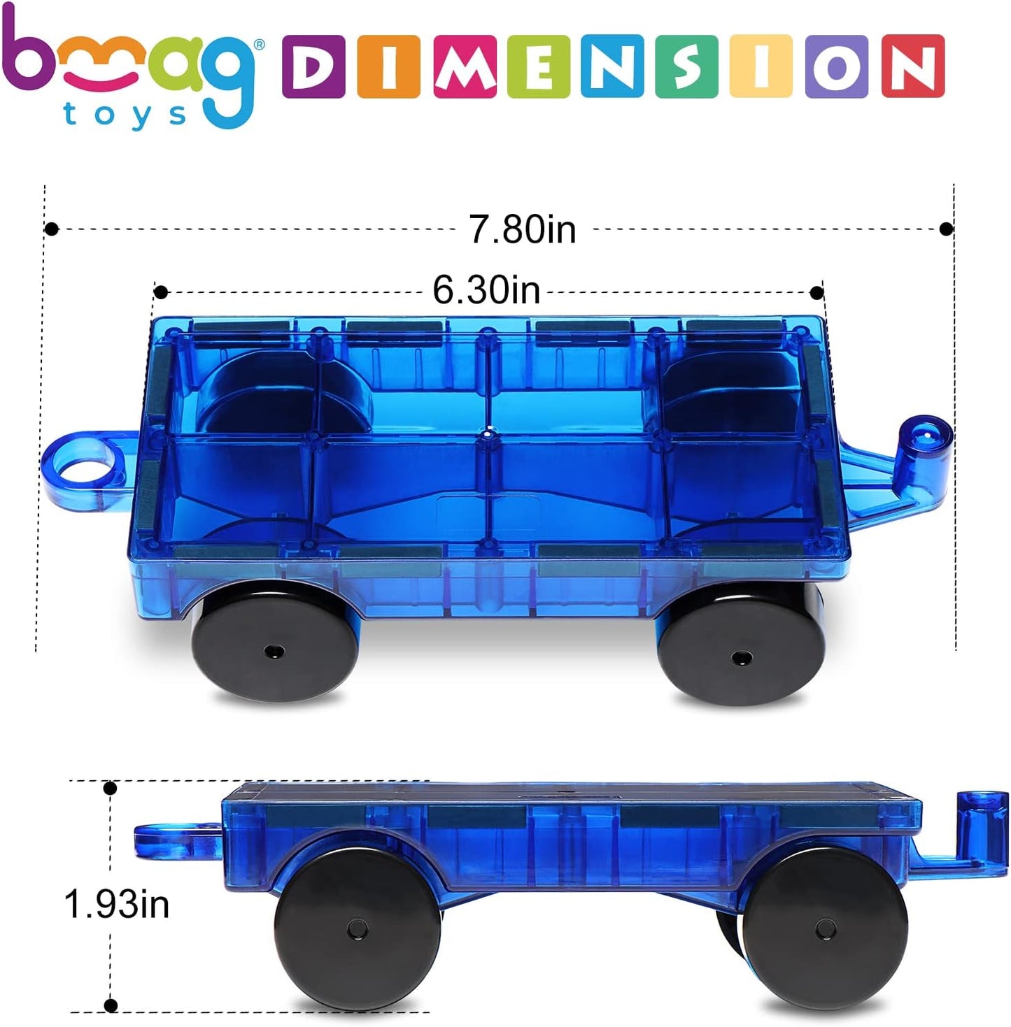 Bmag 2PCS Magnetic Car Set,Construction Vehicle Building Tiles,Magnet Toys Compatible with Magnetic Tiles,STEM Educational Toys for Boys and Girls
