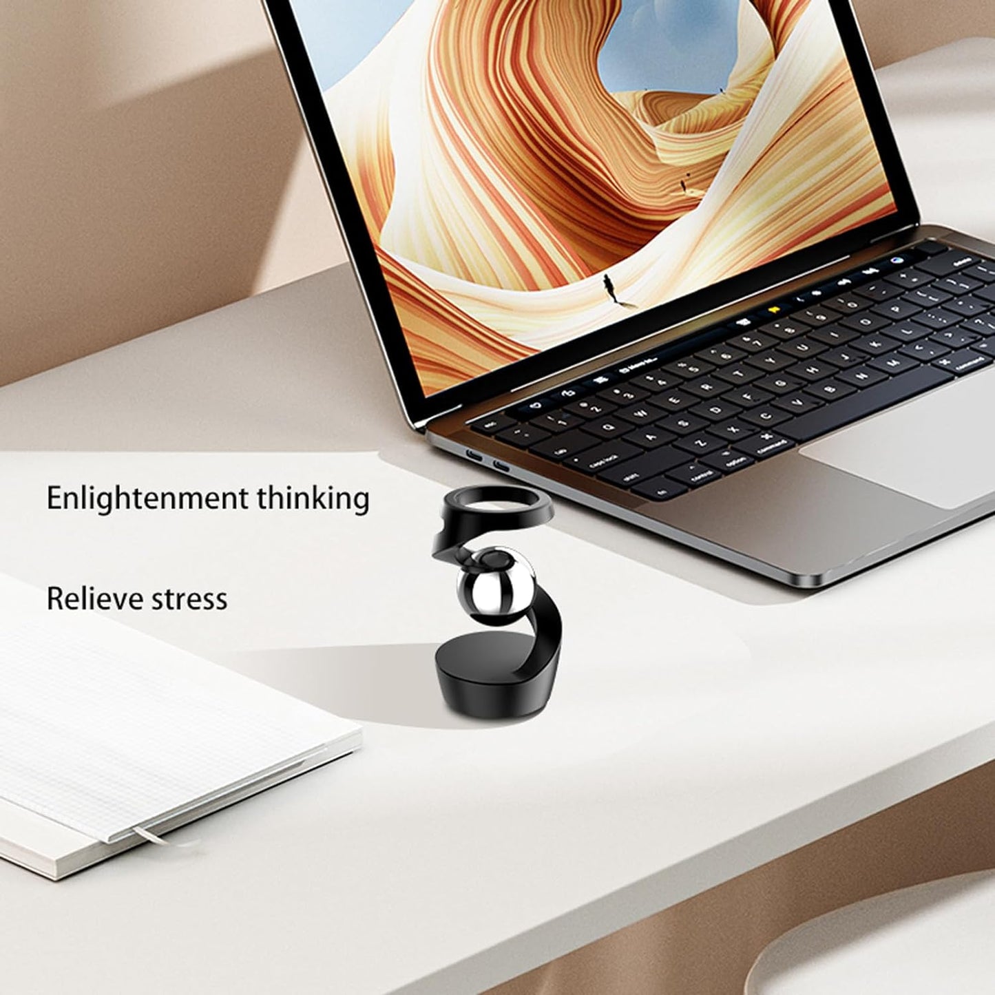 Adult Fidget Toys, Gravity Defying Kinetic Desk Toy, Metal Silent ADHD Fidget Toy for Adult, Fidget Spinner Toys for Office Desk(Gold-Silver Ball)