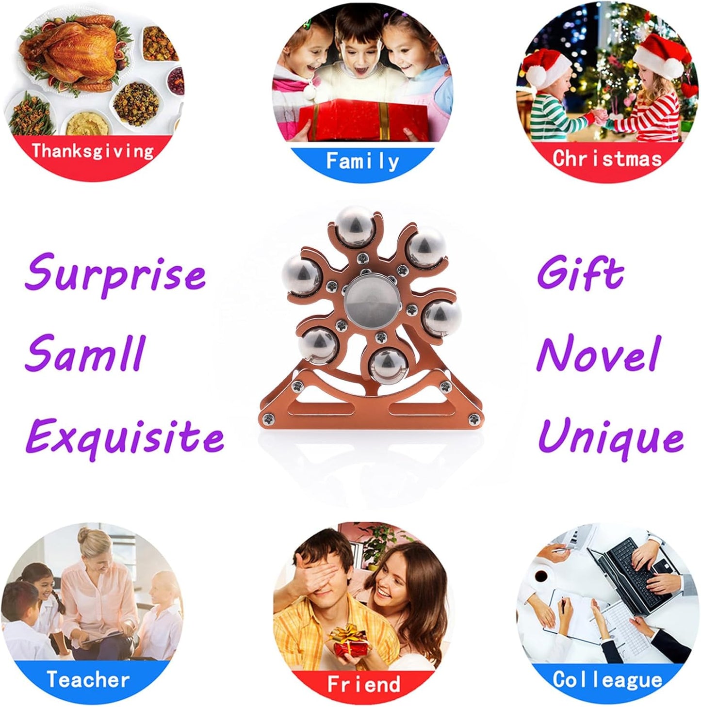 Desk-Fidget-Toys for Ferris-Wheels-Spinner: 4mins Kinetic-Metal-Spinner, Cool-Gadgets-Stuff for Kid Children Teen Adult EDC-Toy, ADHD Tools Stress Relief for Office Home School Men Woman Christmas