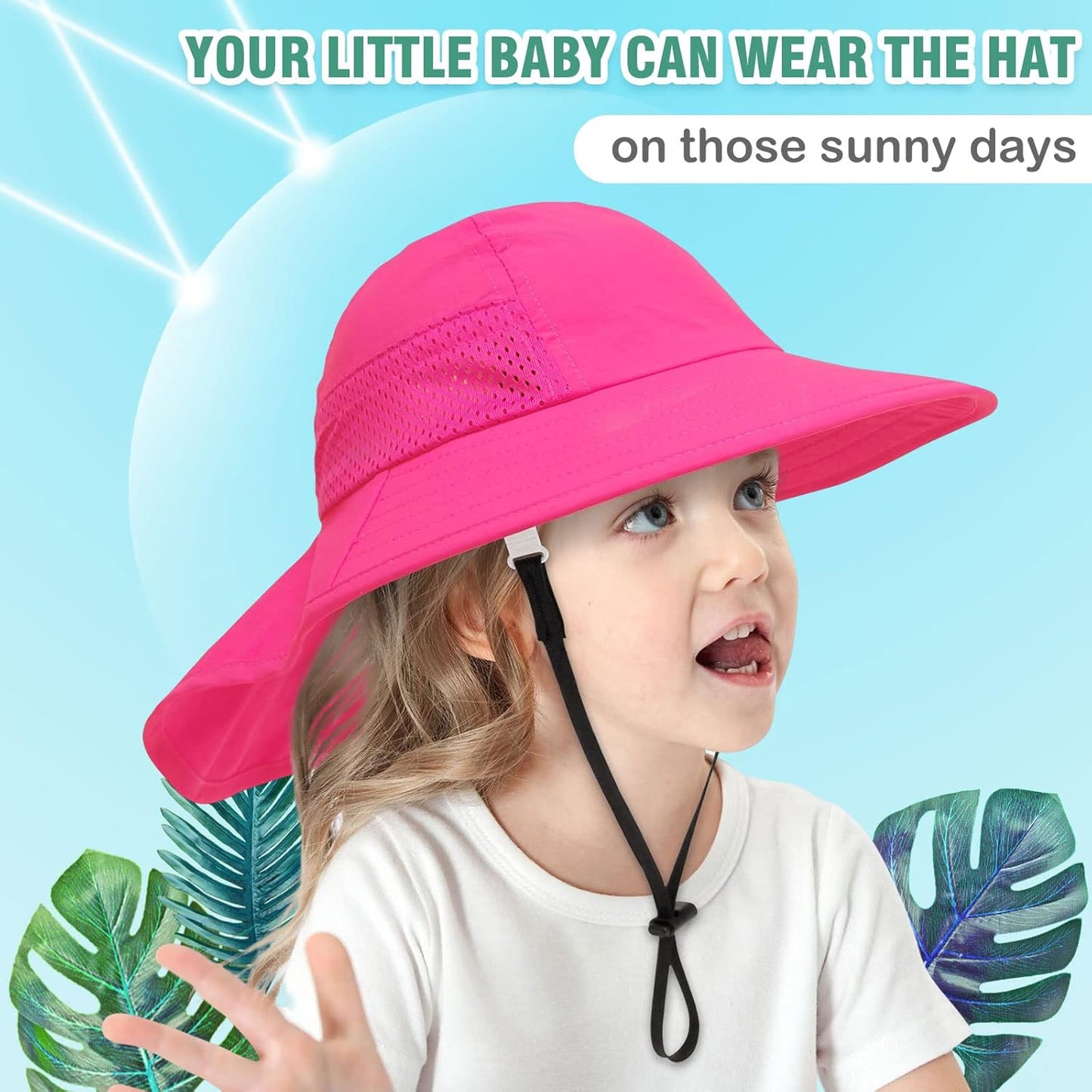 XIAOHAWANG Girls Sun Hat Baby Beach Hats Boys UPF 50+ Kids Summer Protection Cap Toddler Breathable Caps Wide Brim Neck Flap