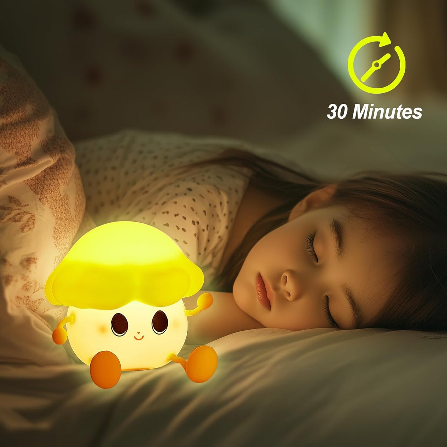 Mushroom Night Light for Kids, Cute Silicone Night Light, 7 Adjustable Color Breathing Mushroom Lamp, Rechargeable USB LED Touch Light for Children's Room Decor, Christmas Birthday Gift (Green)