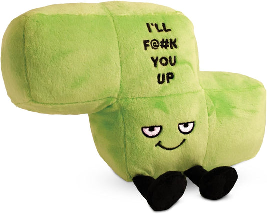 Game Block Plushie, Funny Meme Gag Gift, Comical Plush Collectible, Stocking Stuffer Present, Great for Emotional Support, Fun Desk Accessory, Weighted Base for Display