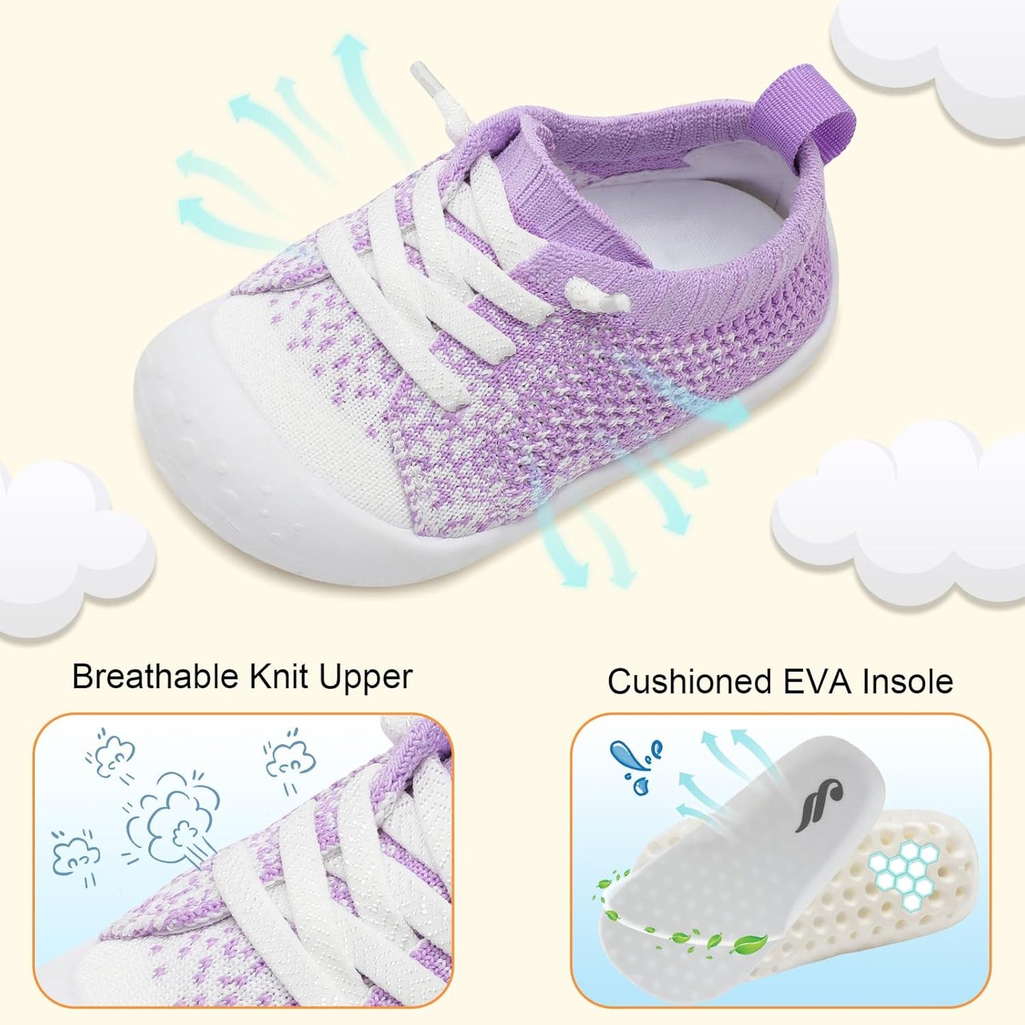 JIASUQI Baby Shoes for Toddler Boys Girls Sneakers Slip on Walking Shoes for Babies