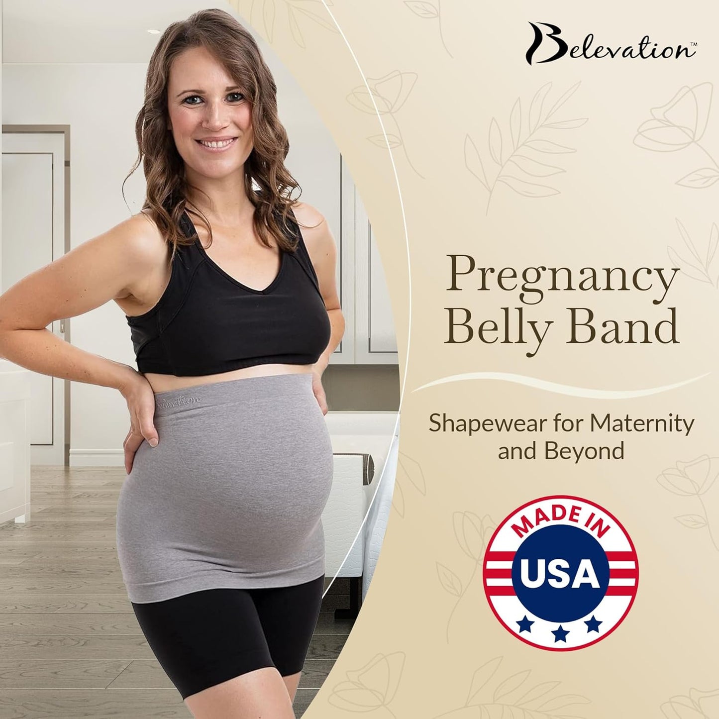 Maternity Belly Band - 4-Way Stretch Post Partum Belly Band For Lumbar & Back Support - Pregnancy Gifts for Moms