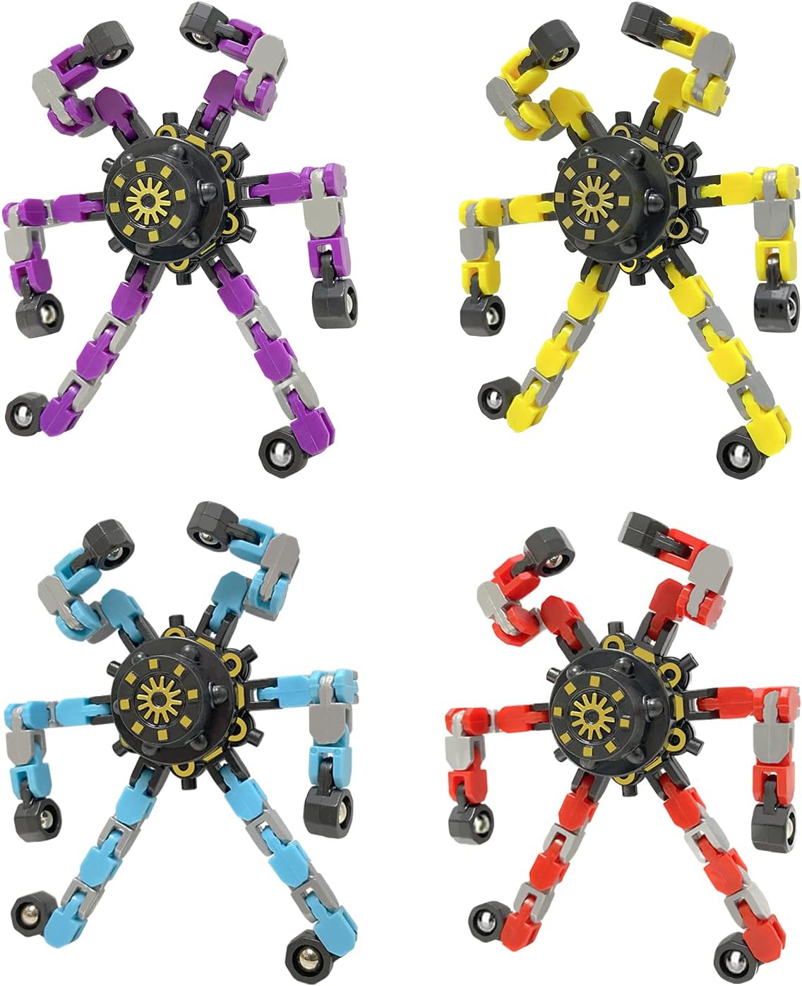 Fidget Toy Transformable Fingertip Gyro for Kid Adult Teen (4 Pack transformable Finger Spinners)