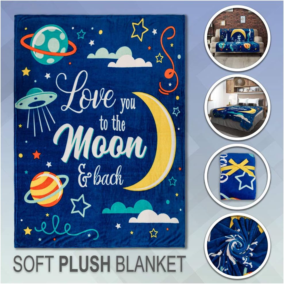 Love You to The Moon & Back Super Soft Throw Blanket - 50x60 Throw Blanket for Bedroom, Living Room, Spring Time, Holidays, Kids, Babies, Adults & Decor, Gifts
