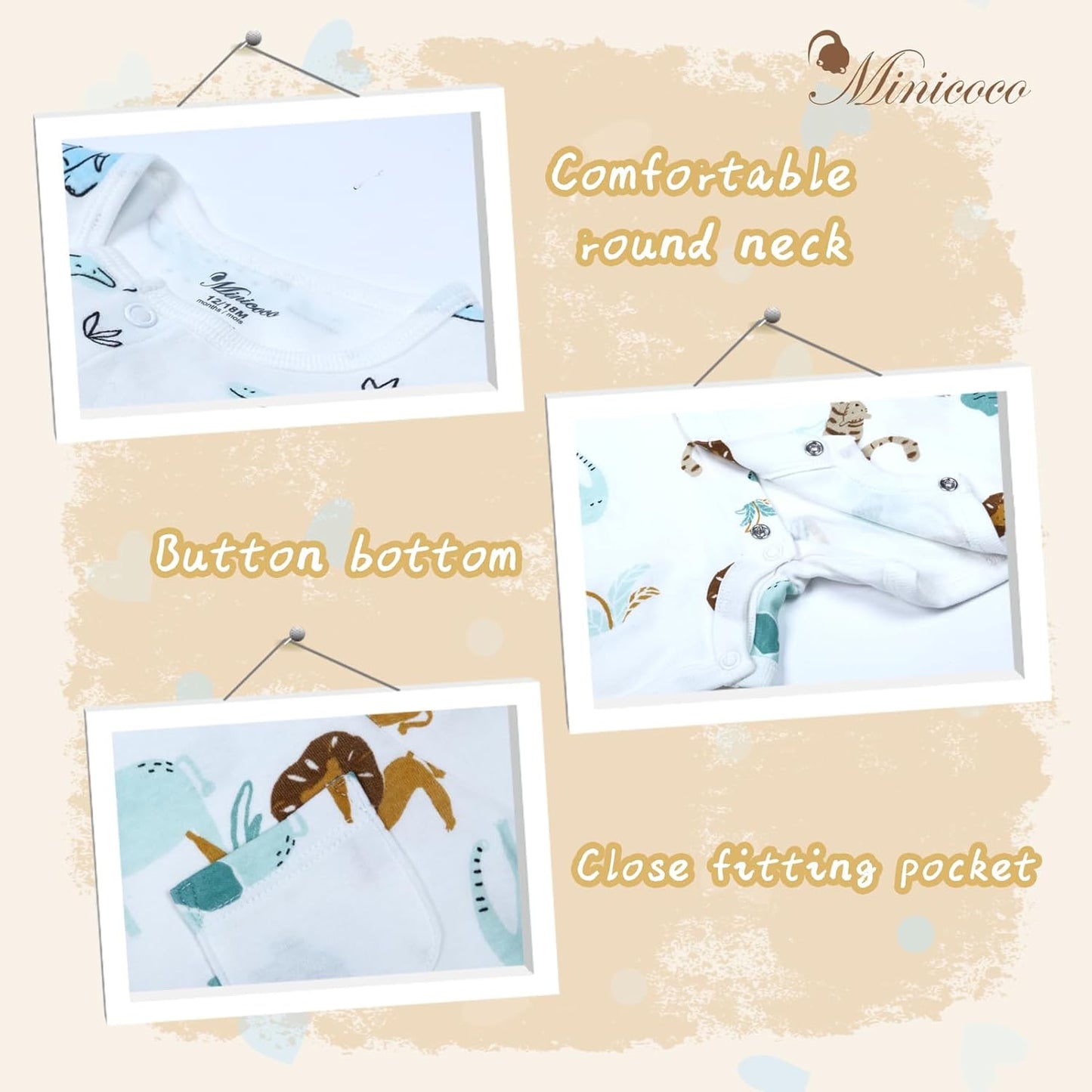 3-Pack 100% Cotton Baby Boy Rompers,0-24Months Short Sleeve Toddler Romper,Breathable Spring/Summer Clothes