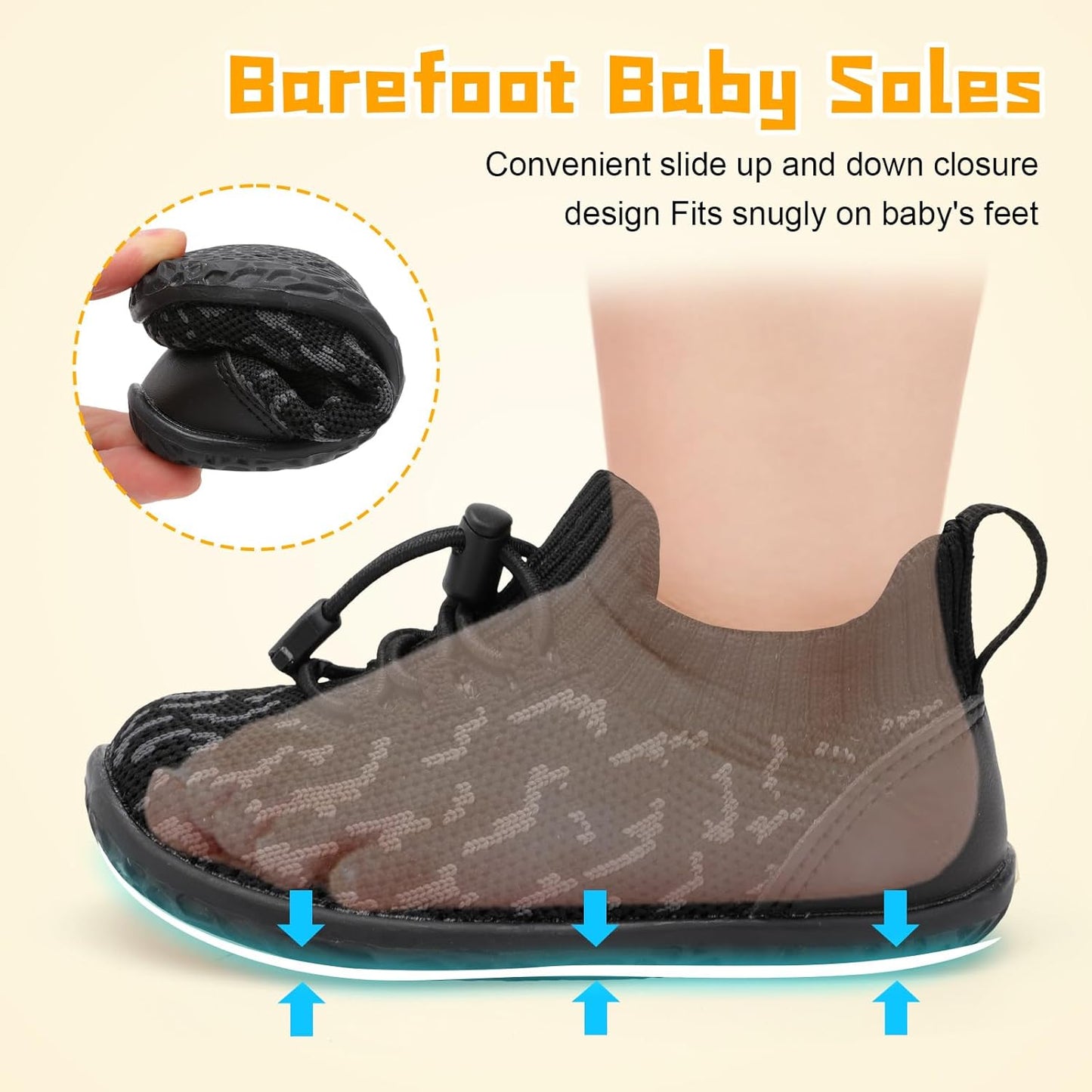 FEETCITY Baby Shoes Boys Girls First Walking Shoes Lightweight Infant Sneakers Slip On Shoe